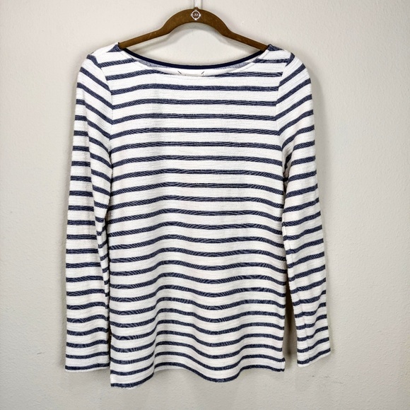 Lou & Grey Tops - Lou & Grey White Gray Boat Neck Popover Sweater